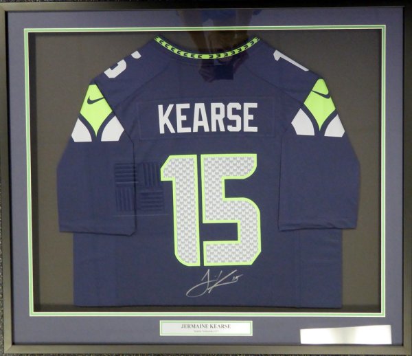 Jermaine Kearse Autographed Signed Seattle Seahawks Framed Blue Nike Jersey  Mcs Holo