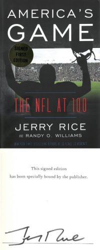 Jerry Rice Autographed Signed 2019 America's Game: The NFL at 100, Hardcover Book Plated First Edition Book  " JSA Hologram