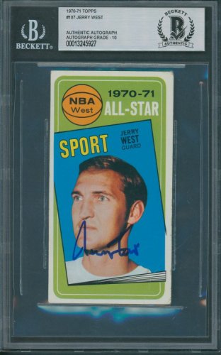 Jerry West Autographed Signed 1970/71 Topps #107 As Beckett Authentic Auto 10 5927