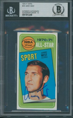 Jerry West Autographed Signed 1970/71 Topps #107 Beckett Authentic Autograph Auto 10 2248