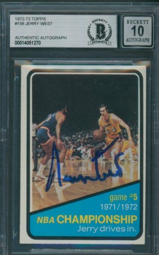 Jerry West Autographed Signed 1972/73 Topps #158 Beckett Authentic Auto 10 1270