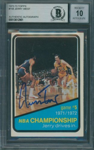Jerry West Autographed Signed 1972/73 Topps #158 Beckett Authentic Auto 10 2961