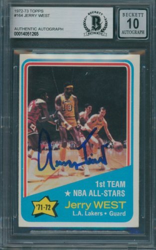 Jerry West Autographed Signed 1972/73 Topps #164 Beckett Authentic Auto 10 1265