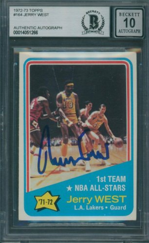 Jerry West Autographed Signed 1972/73 Topps #164 Beckett Authentic Auto 10 1266