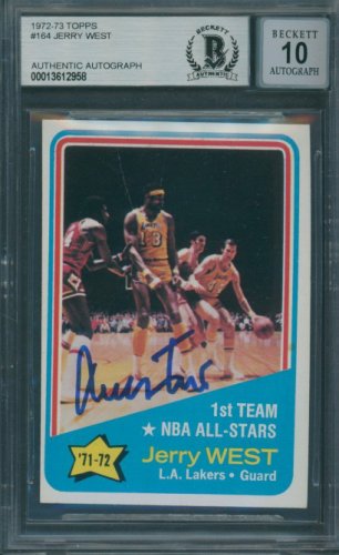 Jerry West Autographed Signed 1972/73 Topps #164 Beckett Authentic Auto 10 2958