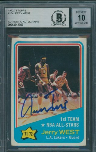 Jerry West Autographed Signed 1972/73 Topps #164 Beckett Authentic Auto 10 2959