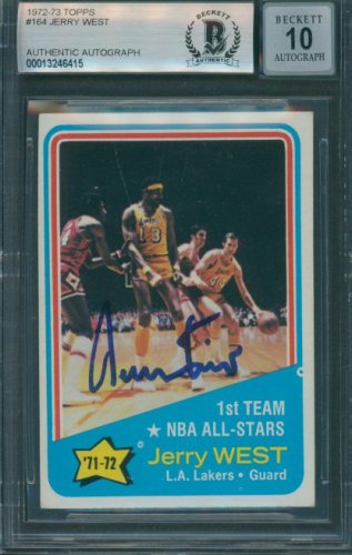 Jerry West Autographed Signed 1972/73 Topps #164 Beckett Authentic Auto 10 6415