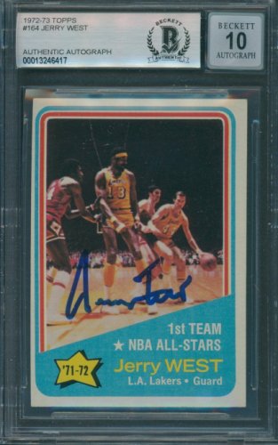 Jerry West Autographed Signed 1972/73 Topps #164 Beckett Authentic Auto 10 6417