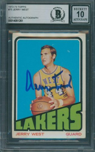Jerry West Autographed Signed 1972/73 Topps #75 Beckett Authentic Auto 10 1261