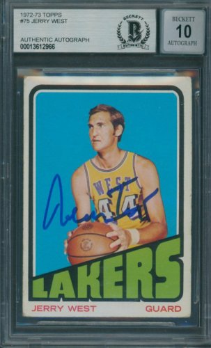 Jerry West Autographed Signed 1972/73 Topps #75 Beckett Authentic Auto 10 2966