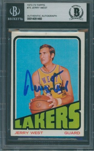 Jerry West Autographed Signed 1972/73 Topps #75 Beckett Authentic Autograph 1460