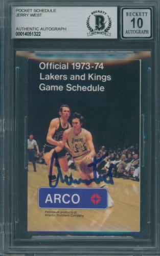 Jerry West Autographed Signed 1973/74 Pocket Schedule Beckett Authentic Auto 10 1322
