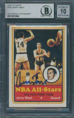 Jerry West Autographed Signed 1973/74 Topps #100 Beckett Authentic Auto 10 2964