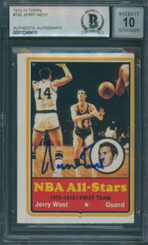 Jerry West Autographed Signed 1973/74 Topps #100 Beckett Authentic Auto 10 6418