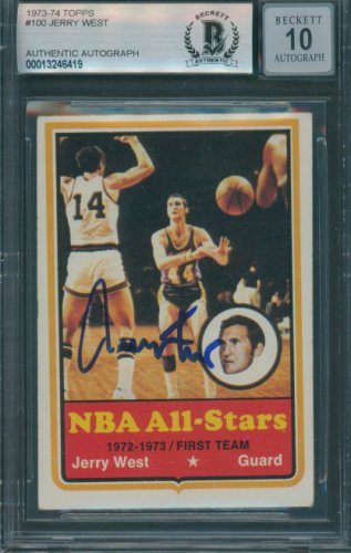 Jerry West Autographed Signed 1973/74 Topps #100 Beckett Authentic Auto 10 6419
