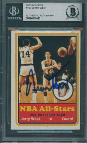 Jerry West Autographed Signed 1973/74 Topps #100 Beckett Authentic Autograph 1465