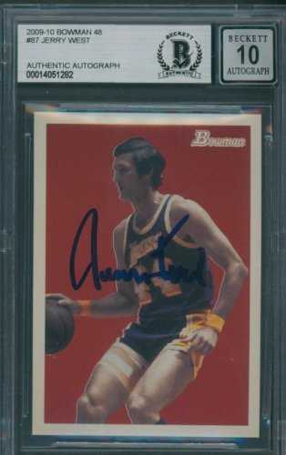 Jerry West Autographed Signed 2009/10 Bowman 48 #87 Beckett Authentic Auto 10 1282