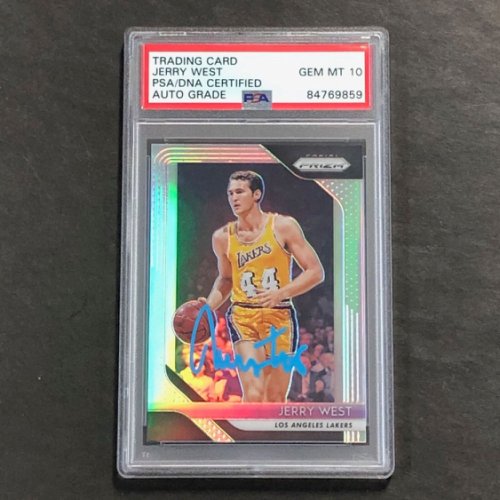 Jerry West Autographed Signed 2018-19 Panini Prizm Silver #145 Card Auto 10 PSA Slabbed Lake