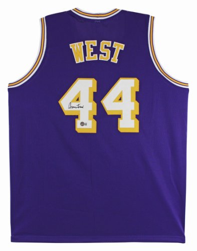 Jerry West Autographed Signed Authentic Purple Pro Style Jersey Beckett Witnessed