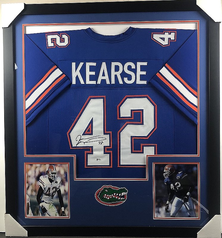 Jevon Kearse Autographed Signed Florida Gators Framed Premium Deluxe Blue Jersey - BAS Authentic