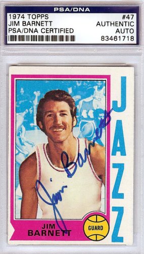 Jim Barnett Autographed Signed 1974 Topps Card #47 New Orleans Jazz PSA/DNA