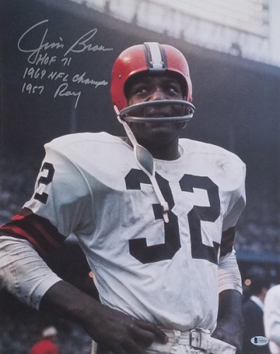 Jersey for the Cleveland Browns worn and signed by Jim Brown free public  domain image