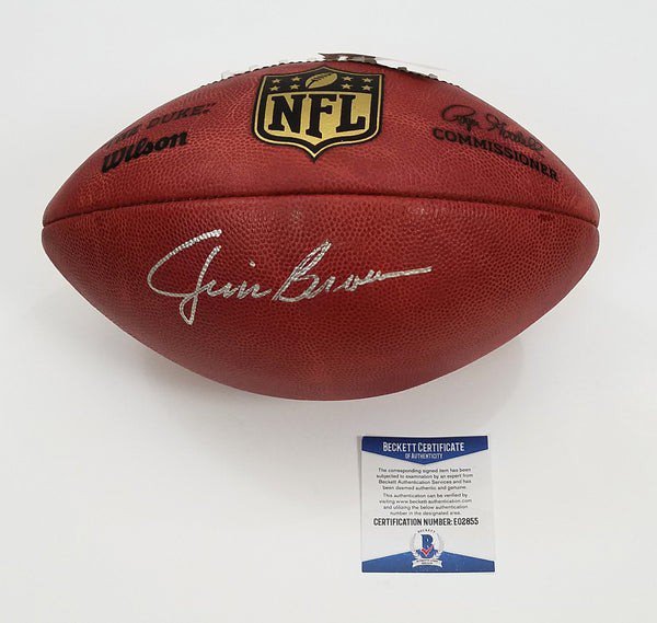 Jim Brown Autographed Signed Cleveland Browns The Duke NFL Football Beckett  Authenticated