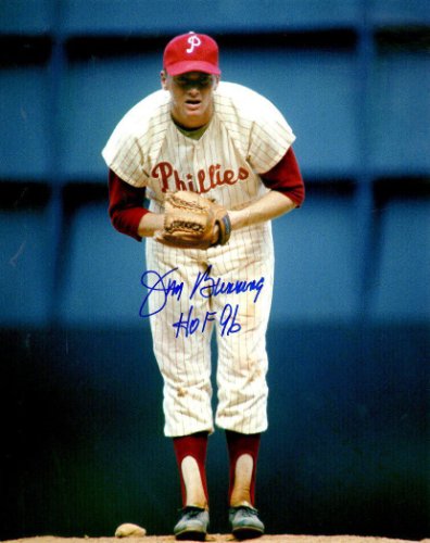 Jim Bunning Signed Inscribe HOF 96 8x10 Photo Philadelphia