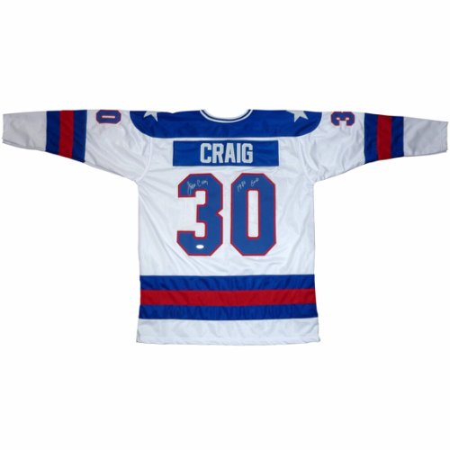 Jim Craig Autographed USA Hockey (White #30) Custom Stitched Jersey with  1980 Gold