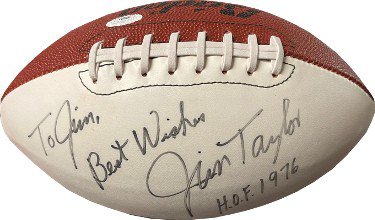 Jim Taylor Autographed Signed White Panel Baden Football - JSA