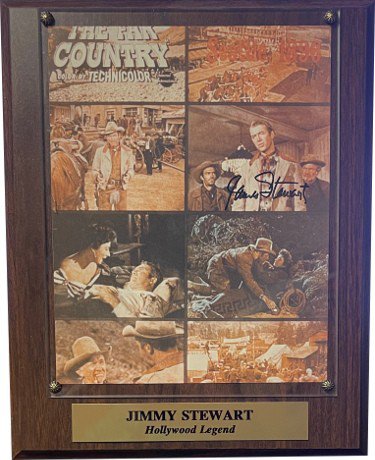 Jimmy Stewart Autographed Signed 1954 The Far Country Western Movie 8x10 Collage/Plaque (10.5x13)   " COA (Hollywood Legend)