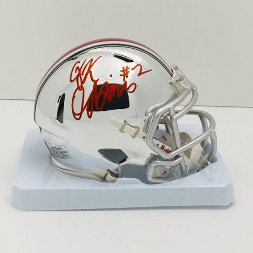 JK Dobbins Ohio State Buckeyes Autographed Signed Chrome Mini Helmet