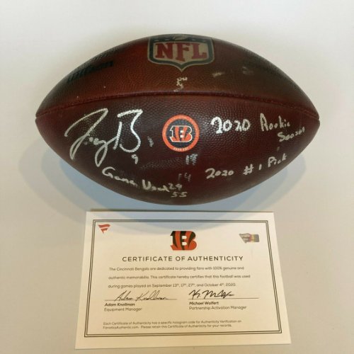 Joe Burrow Autographed Signed Debut Game & First Touchdown Game Used Football Fanatics COA