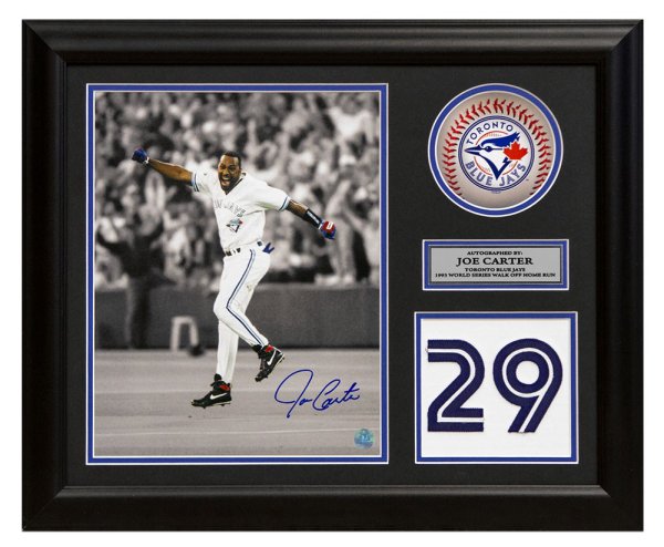 Joe Carter Toronto Blue Jays Autographed Signed World Series Homer Jersey Number 23x19 Frame