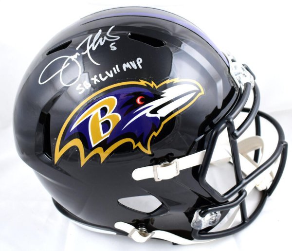 Joe Flacco Signed Baltimore Ravens Lunar Mini Helmet w/SB MVP