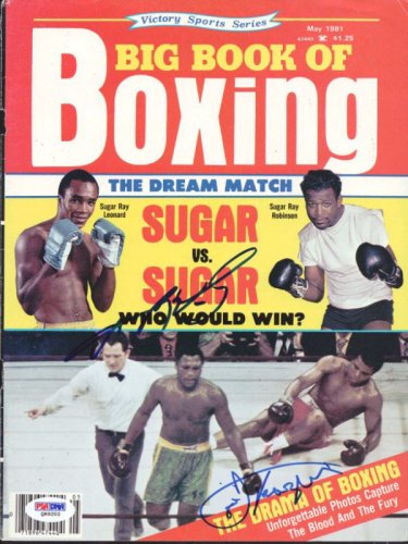 Joe Frazier Autographed Signed & Sugar Ray Leonard Boxing Magazine Cover PSA/DNA