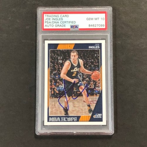Joe Ingles Autographed Signed 2016-17 NBA Hoops #196 Card Auto Grade 10 PSA Slabbed Jazz