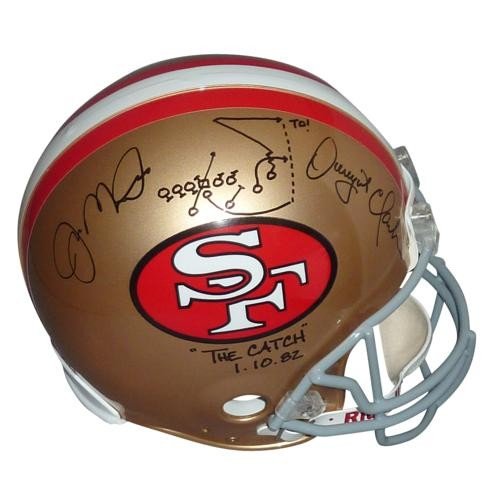 Joe Montana And Dwight Clark Autographed Signed San Francisco 49ers Proline Helmet w/ The Catch Drawn Out Diagram