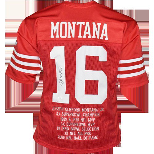 Joe Montana Autographed Signed San Francisco (Red #16) Custom Stat Jersey -  JSA