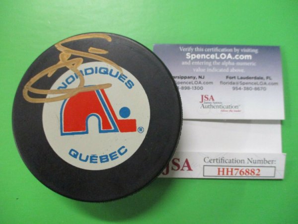 Joe Sakic Autographed Signed Quebec Nordiques NHL Licensed Hockey Puck With JSA