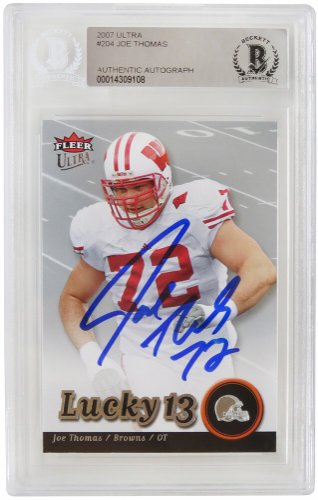 Joe Thomas Signed 2007 Topps DPP Rookie Football Trading Card #115 -  (Beckett Encapsulated)