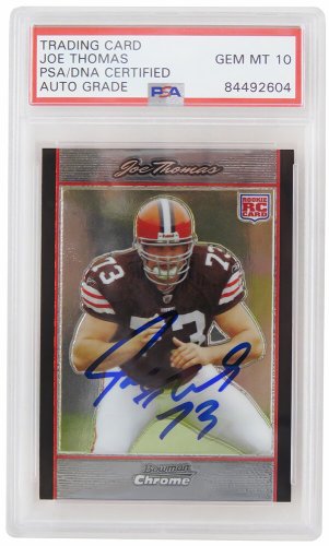 Joe Thomas Signed 2007 Topps Copper #392 RC (PSA)