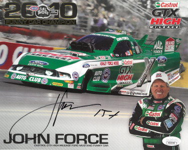 John Force signed 2010 Funny Car Champion Castrol NHRA Racing 8x10 Photo Hologram Autographed Extreme Sports Photos JSA Certified