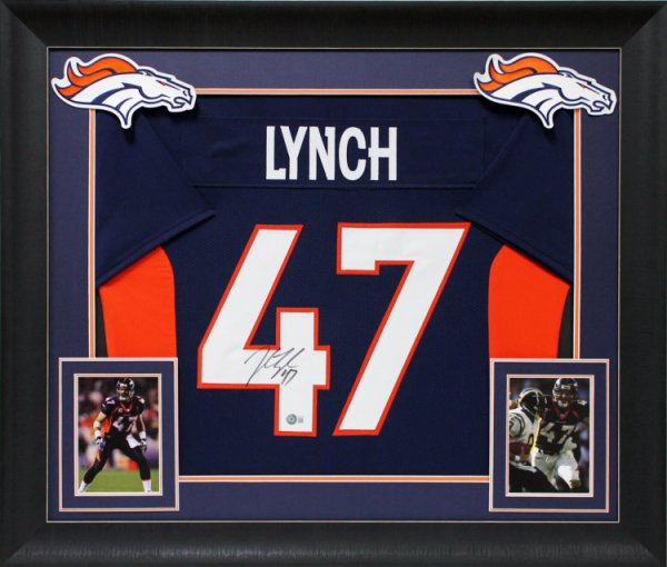 John Lynch Autographed Signed Authentic Navy Blue Pro Style Framed Jersey Beckett Witnessed