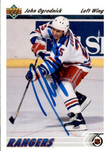 John Ogrodnick Autographed Signed 1991-2 UDA New York Rangers Hockey Card - Main Line Autographs