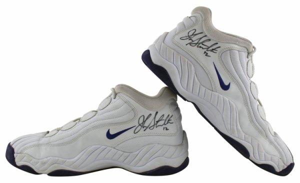 John Stockton Autographed Signed Jazz Authentic Game Used Nike Size 12.5 Shoes Beckett