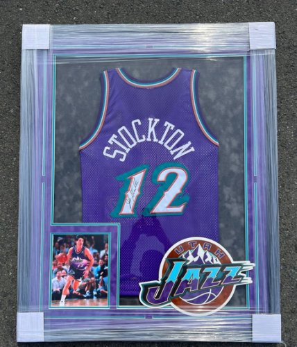 John Stockton Autographed Signed Jersey Framed PSA/DNA Utah Jazz