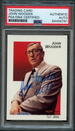 John Wooden Autographed Signed 1992 Courtside #45 Card Auto PSA UCLA