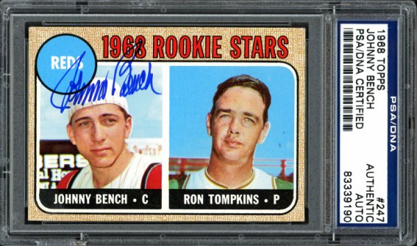 Johnny Bench Autographed Signed 1968 Topps Rookie Card #247 PSA/DNA