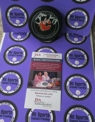 Johnny Gaudreau Autographed Signed Calgary Flames Official Game Puck JSA
